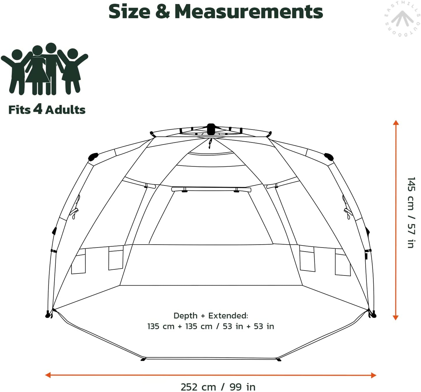 Instant Shader Dark Shelter XL Beach Tent 99"