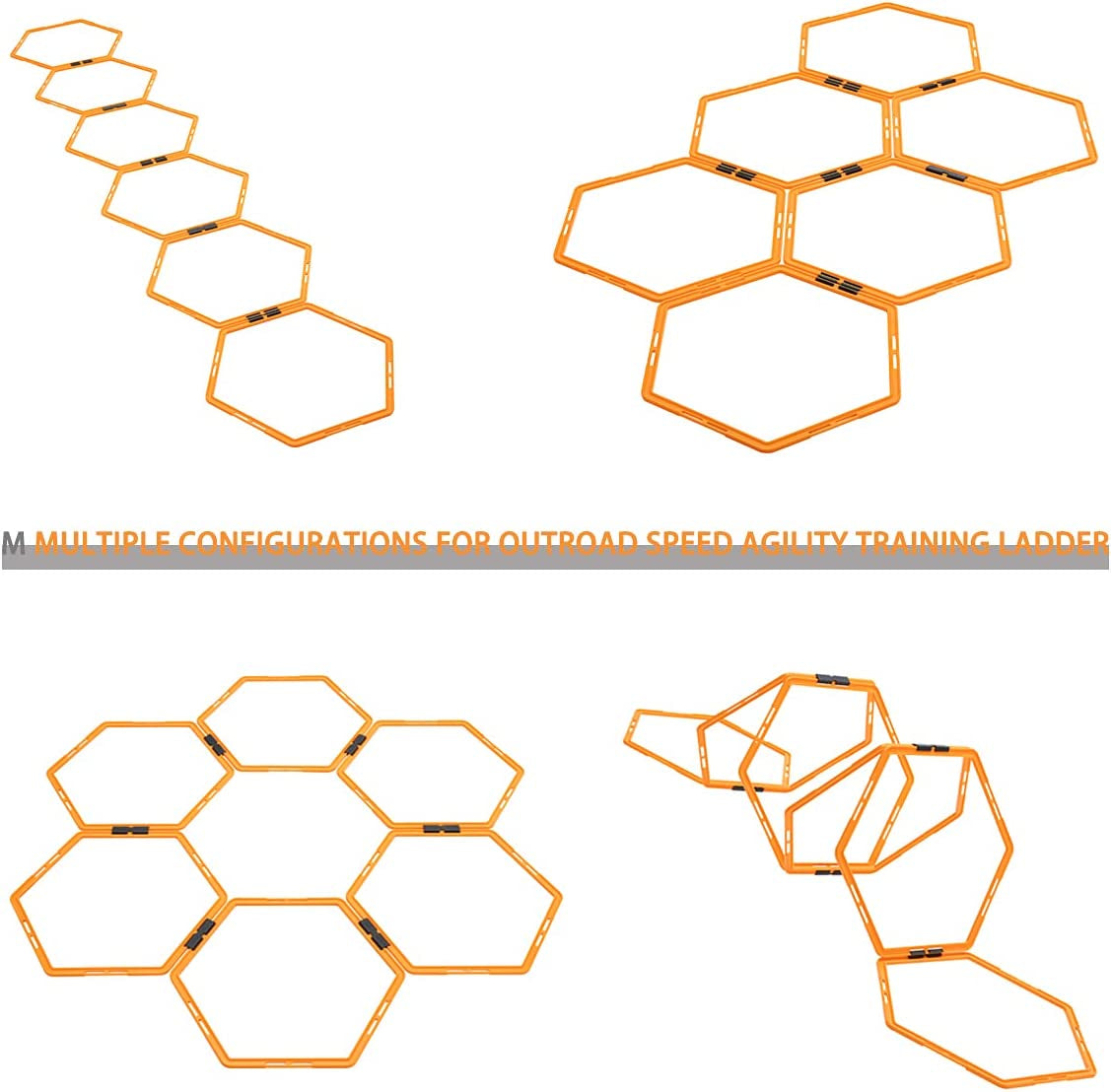 Speed Agility Training Ladder 6/12/30 Rings Set, Agility Footwork Training and Speed Hurdles Ladder, Fitness Equipment Sport Workout Home Gym