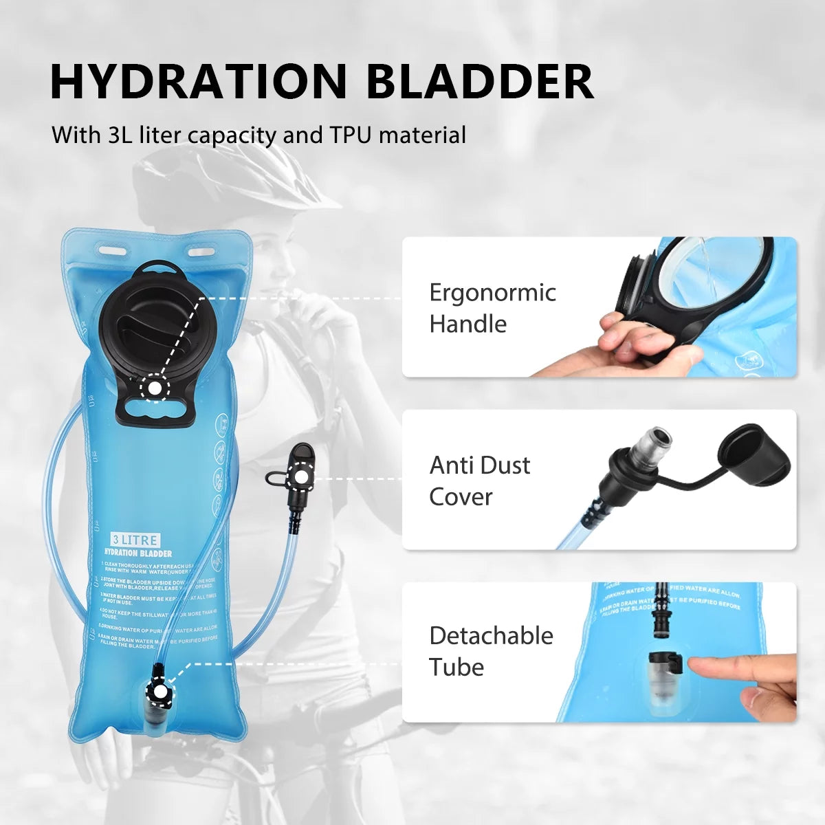 17L Hydration Backpack with 3L TPU Water Bladder