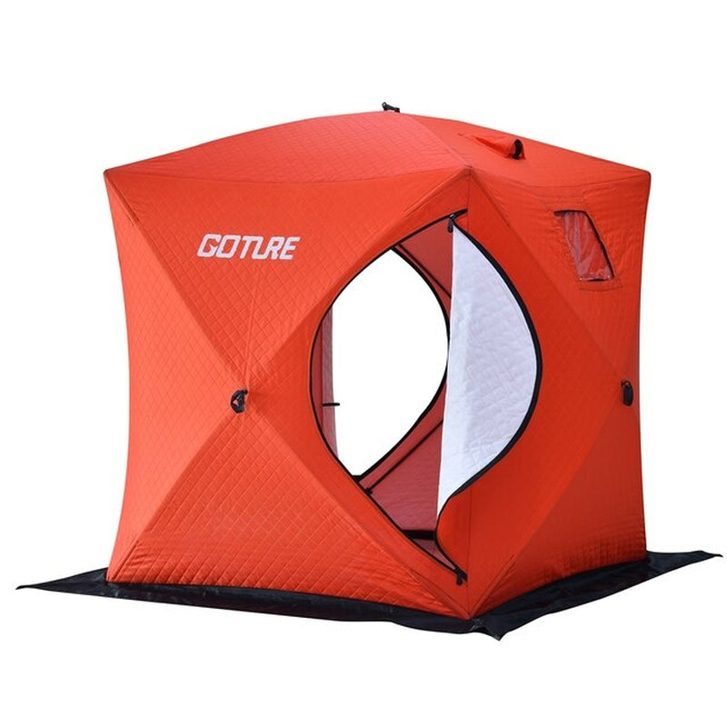 Goture 3-4 Person Windproof Insulated Ice Tent Ice Fishing Shelter Winter Fishing Tent with 2 Doors