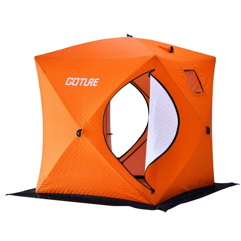 Goture 3-4 Person Windproof Insulated Ice Tent Ice Fishing Shelter Winter Fishing Tent with 2 Doors