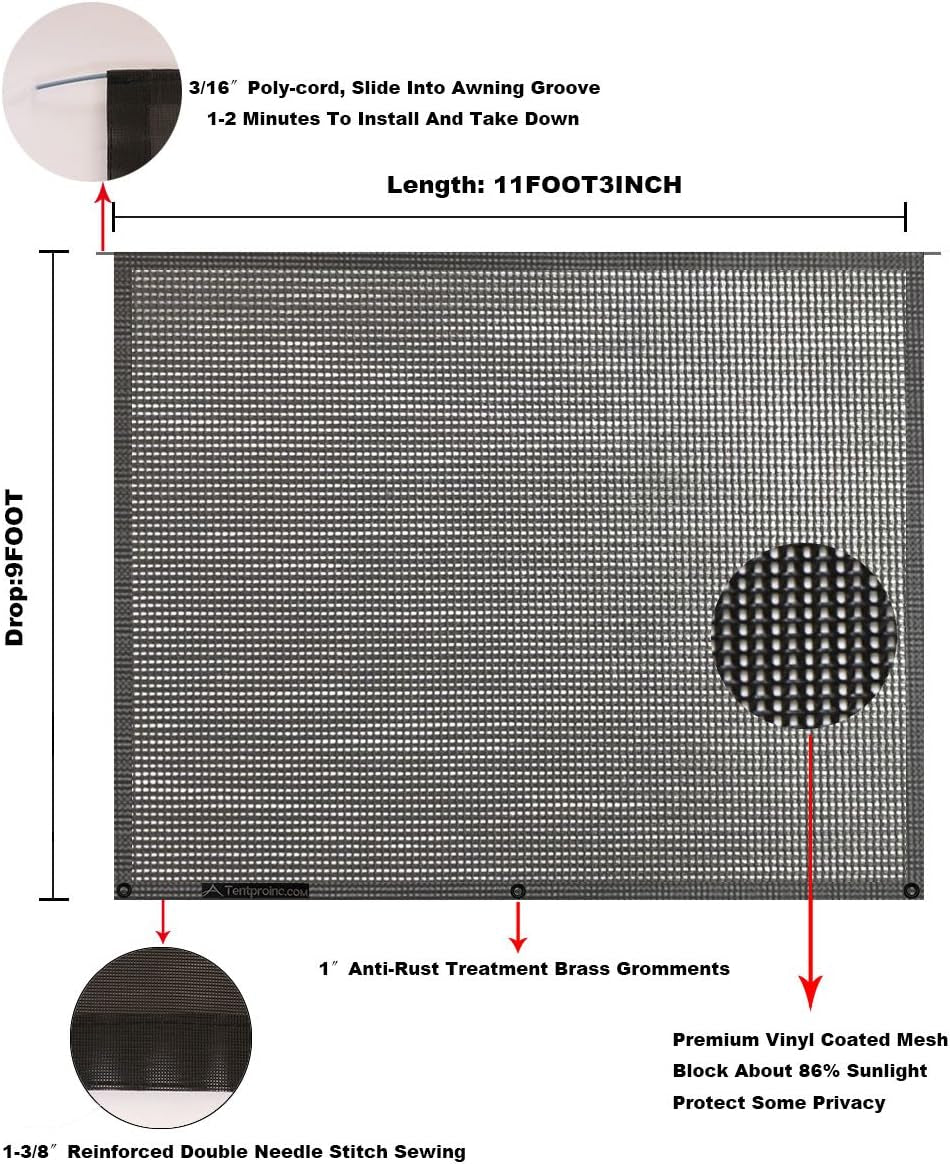 Black Mesh Screen Sunshade Complete Kits Camping Trailer Canopy UV Sunblocker - 3 Year Warranty