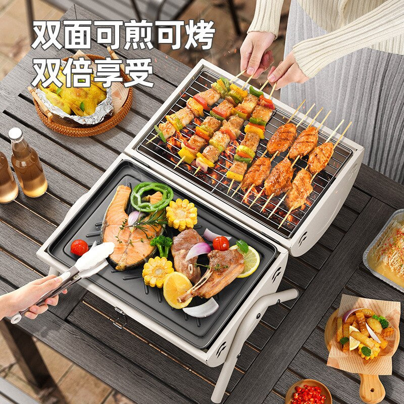 Outdoor BBQ Grill Rack Camping Picnic Barbecue Stove Suitable for 3-4 Person