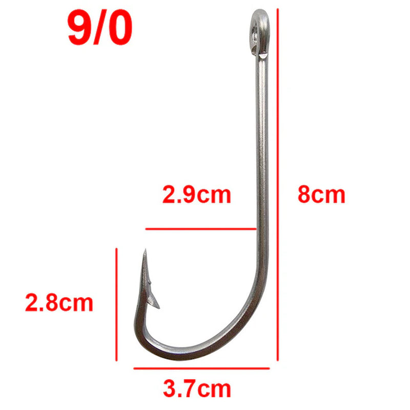 30Pcs 34007 Stainless Steel Fishing Hooks White Big Extra Long Shank Fishing Hook Size 1/0 2/0 3/0 4/0 5/0 6/0 7/0 8/0 9/0 10/0