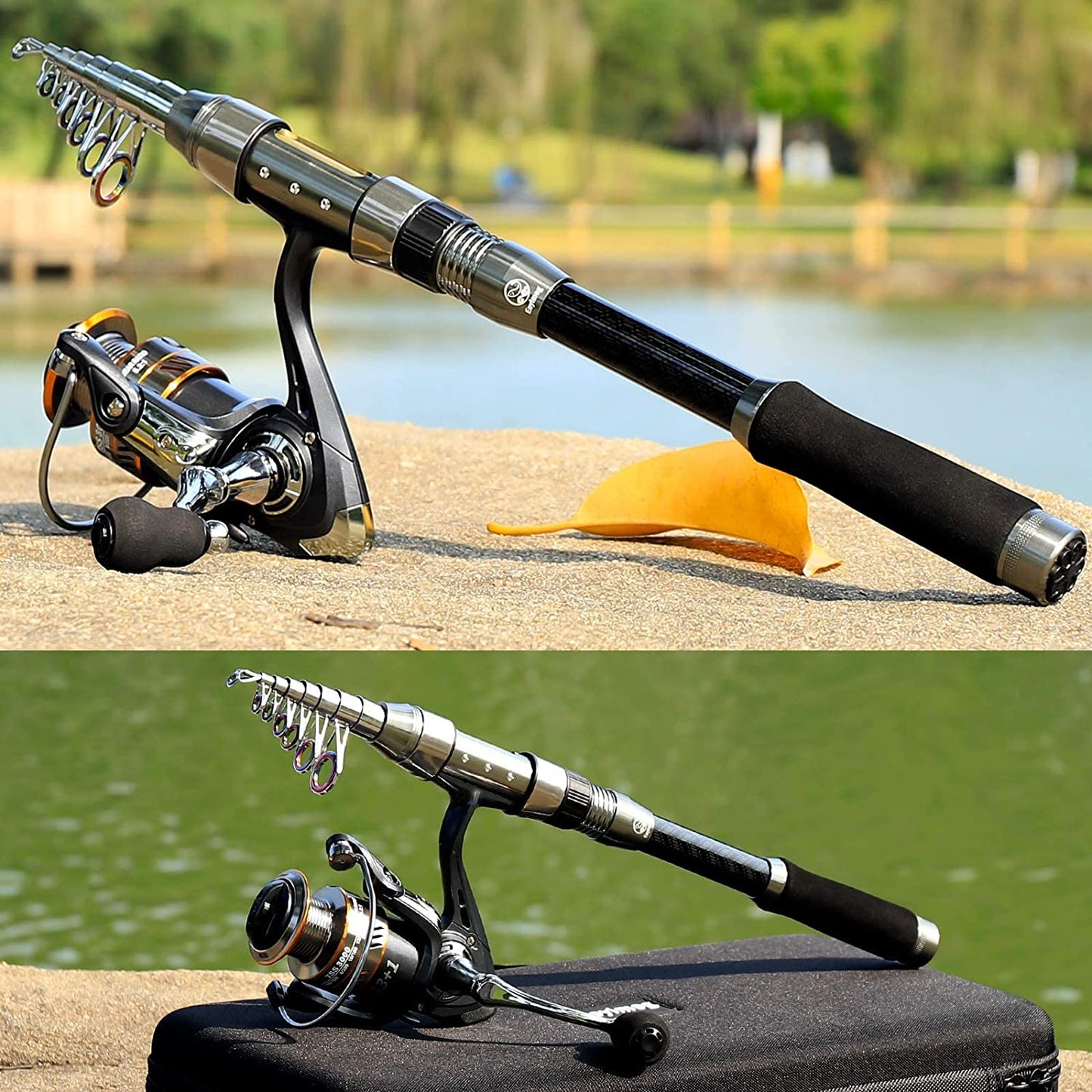 "Ultimate Fishing Adventure Kit: Portable Telescopic Fishing Rod and Reel Combo for Kids and Adults – Perfect for Saltwater and Freshwater Fishing, Complete with Carbon Fiber Pole, Reels, and Accessories!"