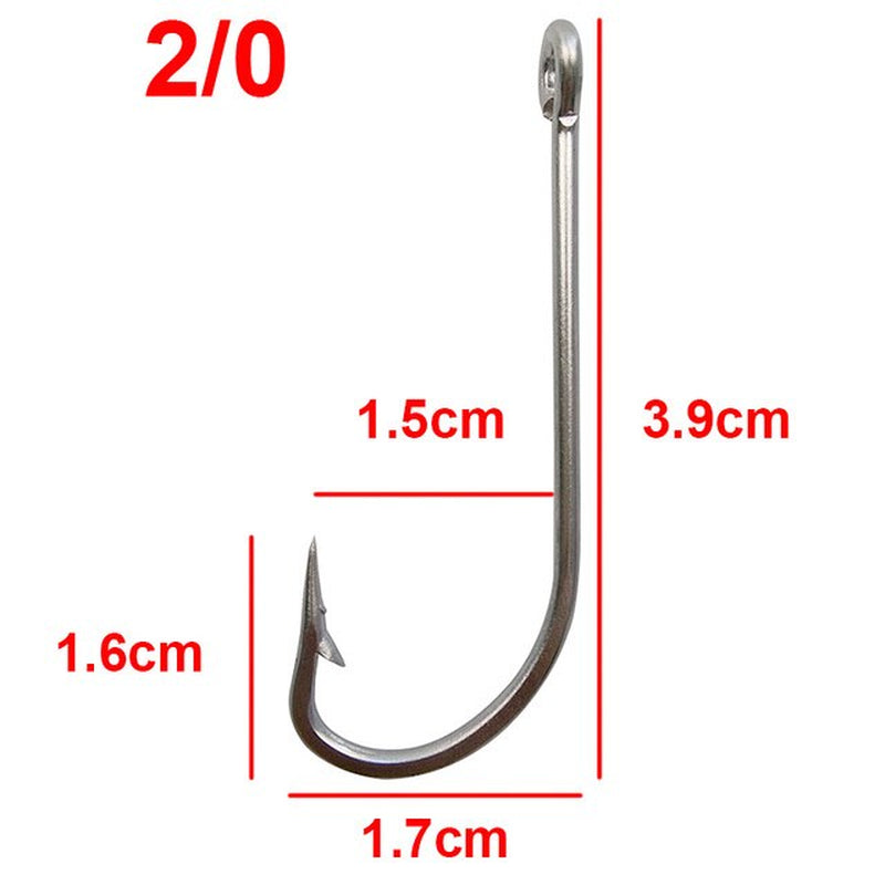 30Pcs 34007 Stainless Steel Fishing Hooks White Big Extra Long Shank Fishing Hook Size 1/0 2/0 3/0 4/0 5/0 6/0 7/0 8/0 9/0 10/0