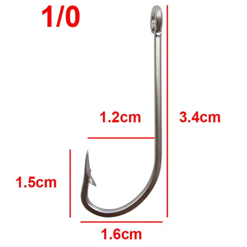 30Pcs 34007 Stainless Steel Fishing Hooks White Big Extra Long Shank Fishing Hook Size 1/0 2/0 3/0 4/0 5/0 6/0 7/0 8/0 9/0 10/0