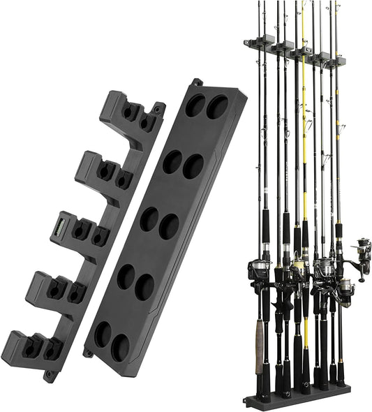 WV4 Fishing Pole Holder, Wall Mounted Fishing Rod Holders for Garage, Vertical/Horizontal/Ceiling Fishing Pole Rack,Store up to 10 Rods to save Your Space, 4 Colors Available