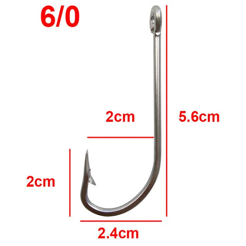 30Pcs 34007 Stainless Steel Fishing Hooks White Big Extra Long Shank Fishing Hook Size 1/0 2/0 3/0 4/0 5/0 6/0 7/0 8/0 9/0 10/0