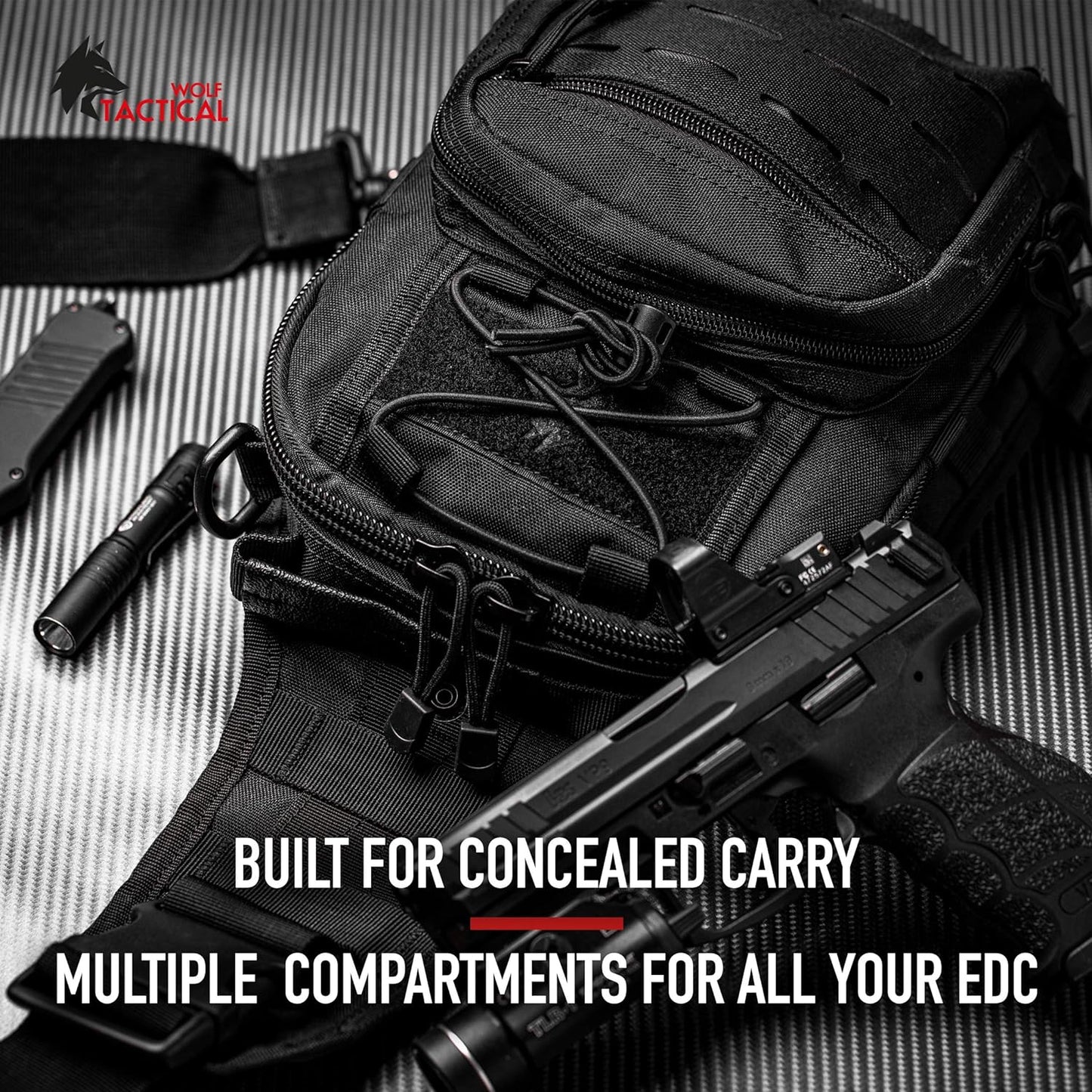 Compact EDC Sling Bag - Concealed Carry Shoulder Bag for Range, Travel, Hiking, Outdoor Sports