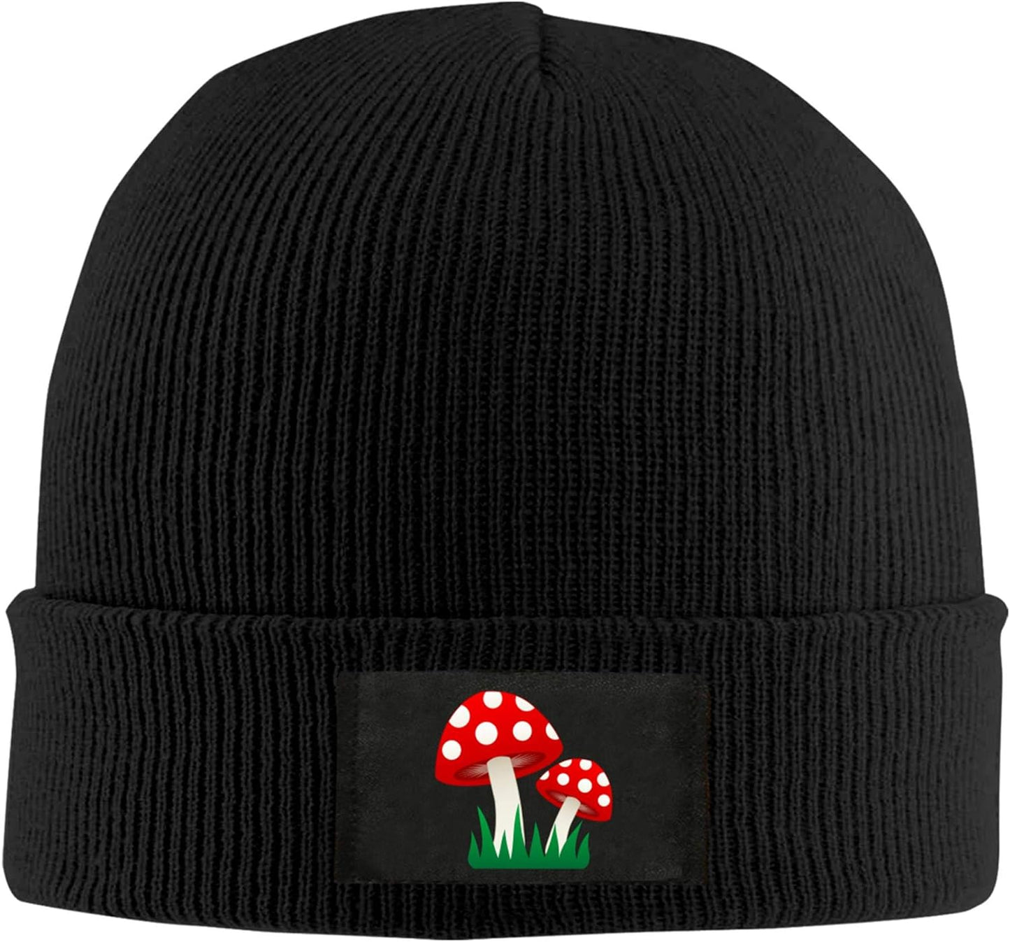 Men Women Red Mushroom Warm Stretchy Solid Daily Skull Cap Knit Wool Beanie Hat Outdoor Winter