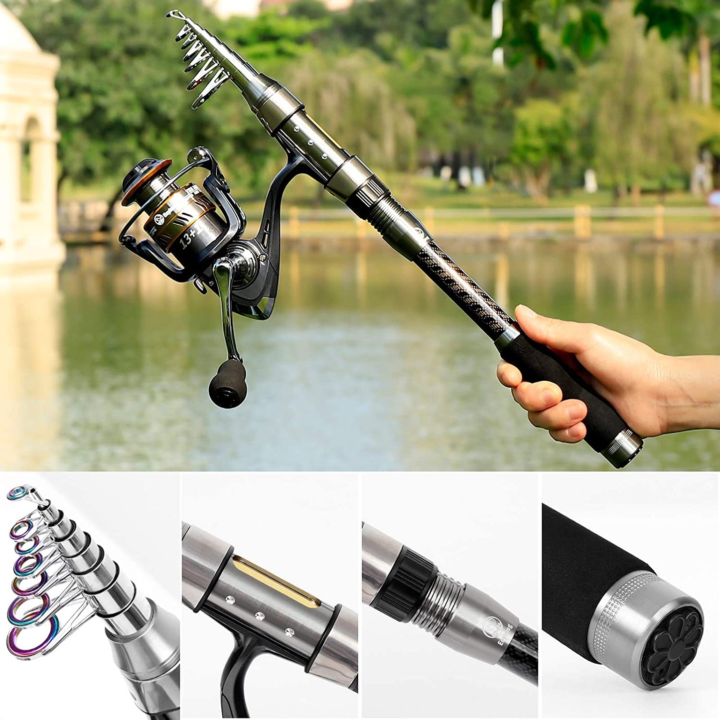 "Ultimate Fishing Adventure Kit: Portable Telescopic Fishing Rod and Reel Combo for Kids and Adults – Perfect for Saltwater and Freshwater Fishing, Complete with Carbon Fiber Pole, Reels, and Accessories!"