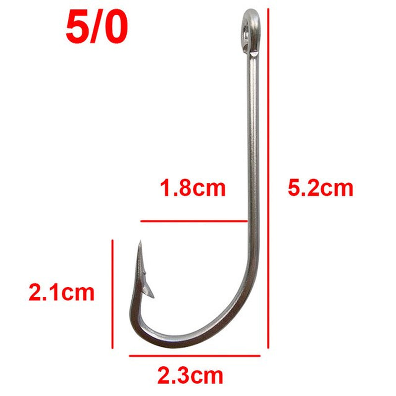 30Pcs 34007 Stainless Steel Fishing Hooks White Big Extra Long Shank Fishing Hook Size 1/0 2/0 3/0 4/0 5/0 6/0 7/0 8/0 9/0 10/0