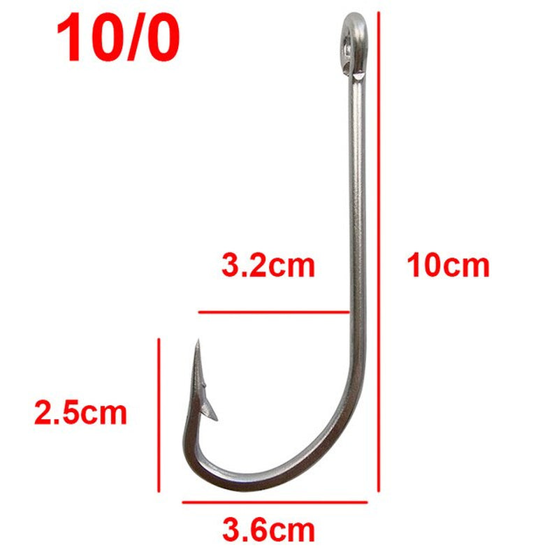 30Pcs 34007 Stainless Steel Fishing Hooks White Big Extra Long Shank Fishing Hook Size 1/0 2/0 3/0 4/0 5/0 6/0 7/0 8/0 9/0 10/0