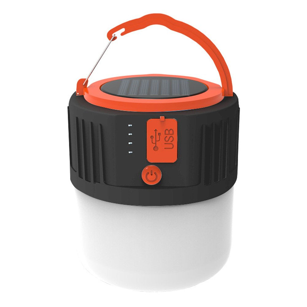 LED Camping Lantern Rechargeable, 4 Light Modes, 2400Mah Power Bank, IP44 Waterproof, Solar Camp Lantern with USB Cable, for Equipment Charging, Life Saving Kit, Hiking, Fishing, Home, Camping