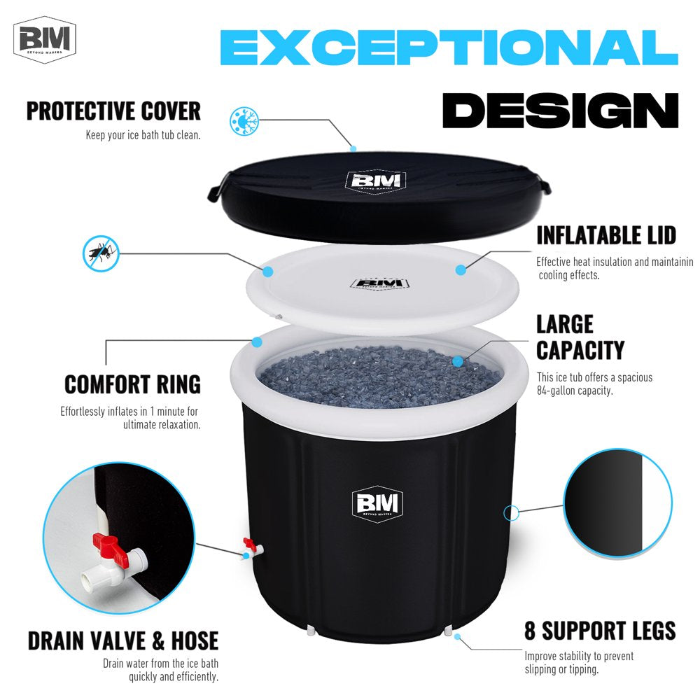 Ice Bath Tub for Athletes, Portable Ice Bath at Home, Inflatable Cold Plunge Tub for Adults, Large Ice Bathtub Outdoor, Recovery Cold Bath with Cover and Lid