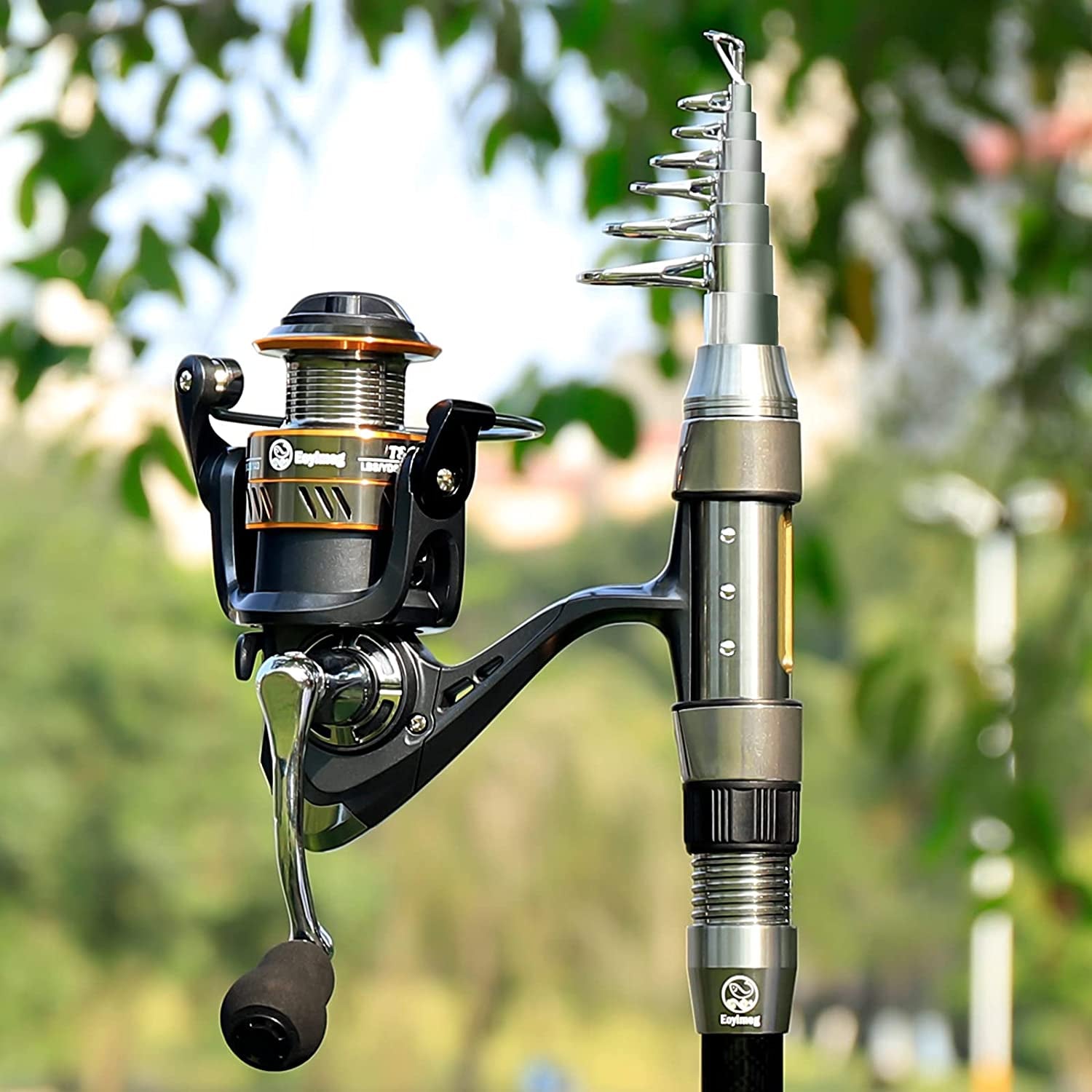 "Ultimate Fishing Adventure Kit: Portable Telescopic Fishing Rod and Reel Combo for Kids and Adults – Perfect for Saltwater and Freshwater Fishing, Complete with Carbon Fiber Pole, Reels, and Accessories!"